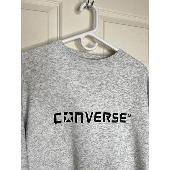 Vintage Santee Pluma Size M Crewneck Sweatshirt Light Gray Heathered Converse - Picture 3 of 5